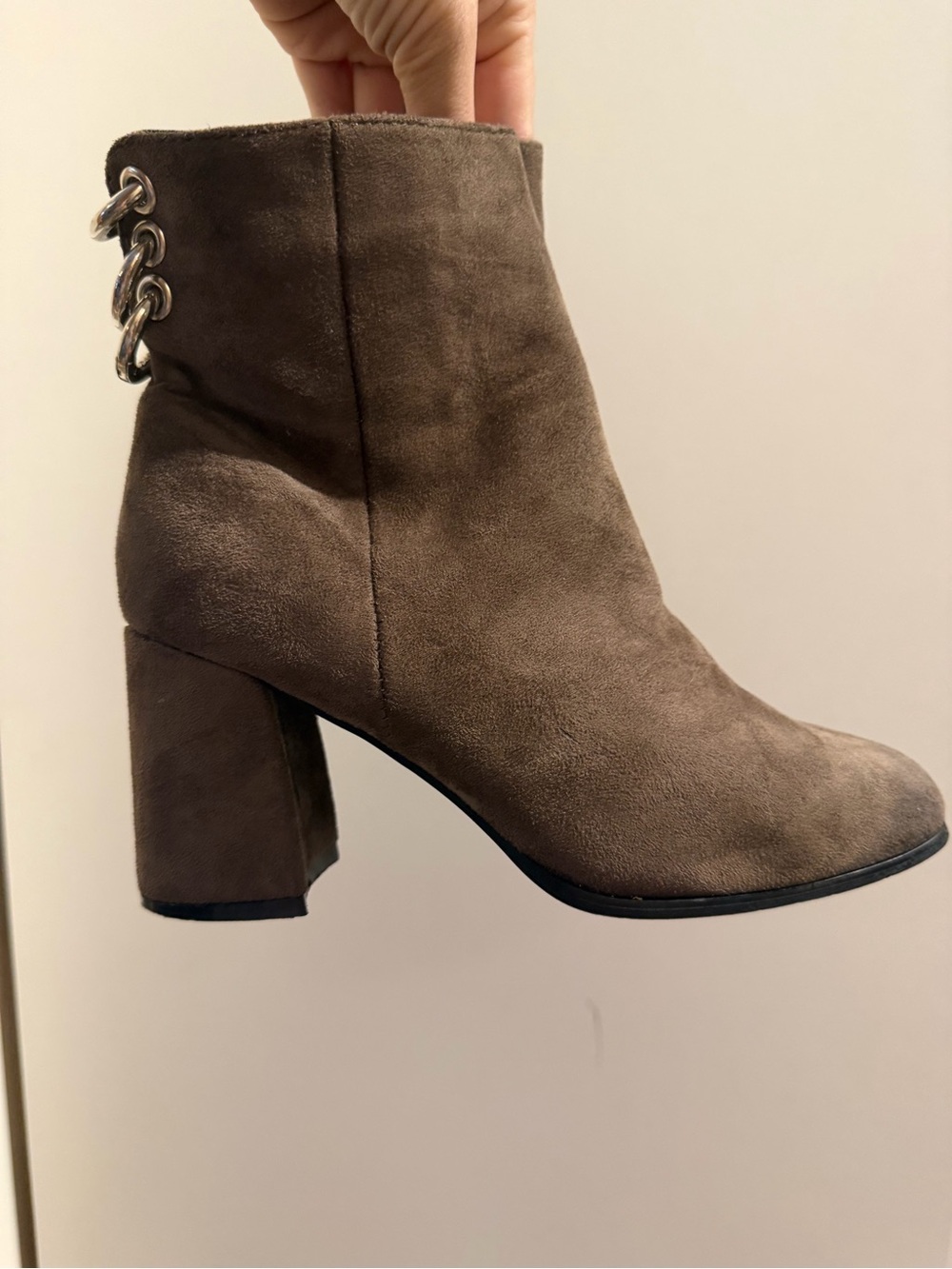 Women’s Taupe Suede Block Heel Ankle Boots